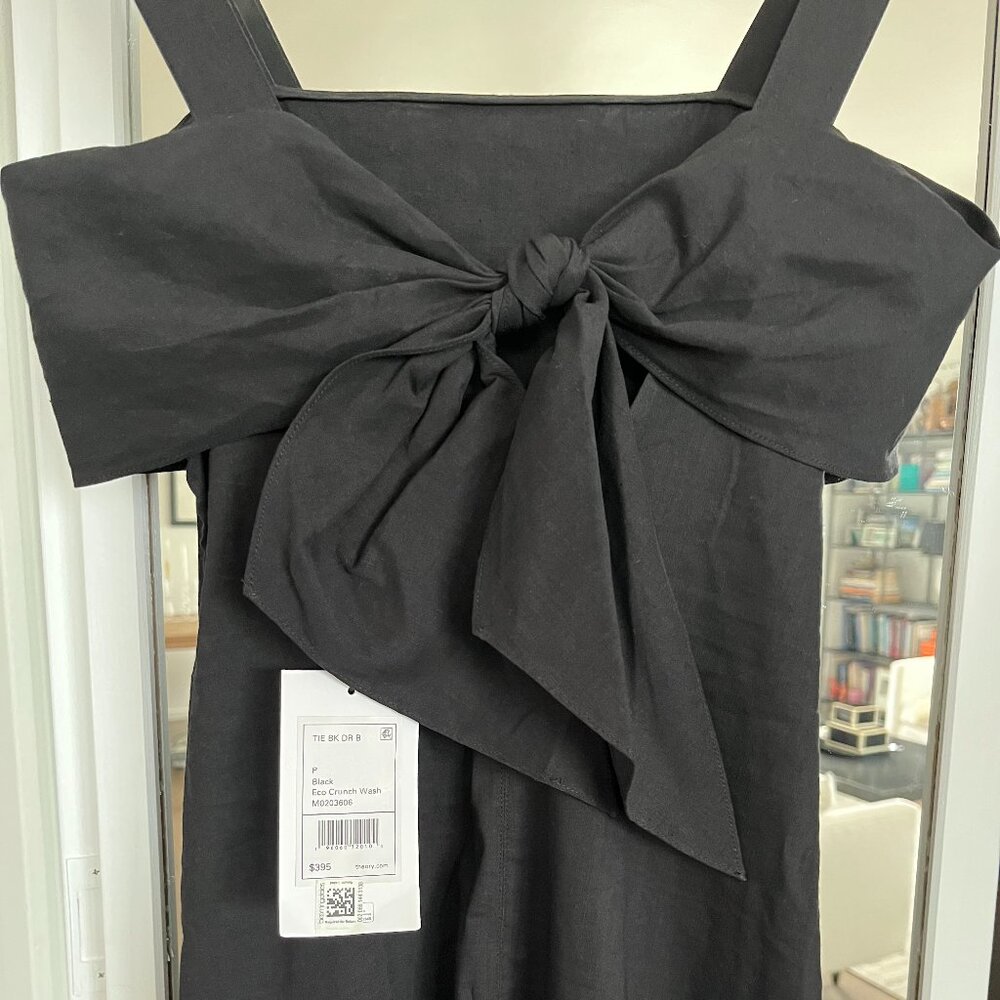 Theory Black Tie Back Linen Sundress